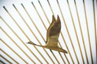 Vintage,  Mid - Century C Jere Birds in Flight Starburst Brass Wall Sculpture 6