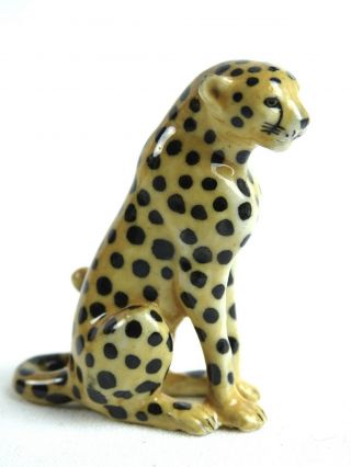 Vintage Japanese Hand Painted Porcelain Seated Cheetah Figurine Japan