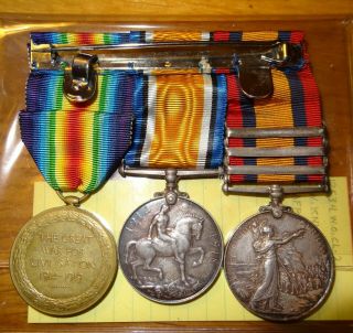 WWI British War & Victory,  Boer War QSA medal grouping E.  AFRICA L.  C.  /S.  A.  C. 2