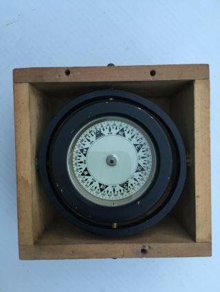 Vintage Mc Co.  Maritime Ships Compass In Wooden Box
