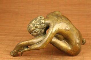 big chinese old bronze hand carved girl statue netsuke collectable home deco 2