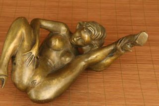 big chinese old bronze hand carved girl statue netsuke collectable home deco 5