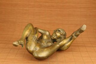 big chinese old bronze hand carved girl statue netsuke collectable home deco 7