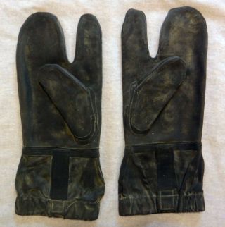 Vtg Unissued Us Navy Rubber Mittens 3 Finger Deck Gloves Trigger Waterproof 