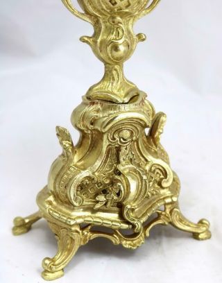 French Mantle Clock 5 Branch Embossed Pierced Gilt Bonze Candelabras 7