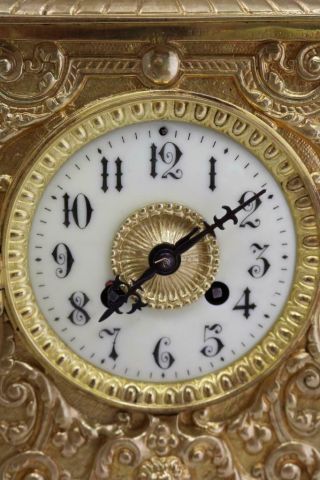 French Antique 19th c Gilt Pierced Bronze Mantle Clock Garniture Set 10