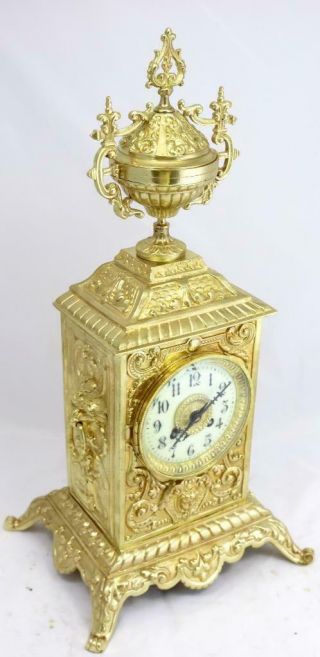 French Antique 19th c Gilt Pierced Bronze Mantle Clock Garniture Set 8