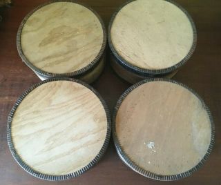 4 Antique Primitive Round Bentwood Pantry Cheese Box Wood 3