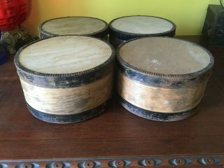 4 Antique Primitive Round Bentwood Pantry Cheese Box Wood 4
