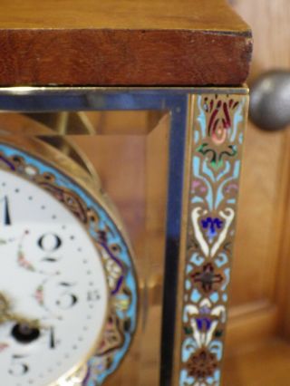 French Crystal Regulator Mantle Clock With Enamel Work Very Rare case Style 1890 4