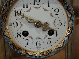 French Crystal Regulator Mantle Clock With Enamel Work Very Rare case Style 1890 5