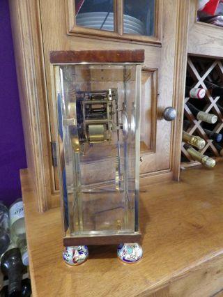 French Crystal Regulator Mantle Clock With Enamel Work Very Rare case Style 1890 7