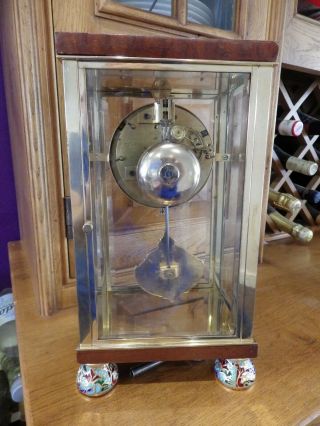 French Crystal Regulator Mantle Clock With Enamel Work Very Rare case Style 1890 8