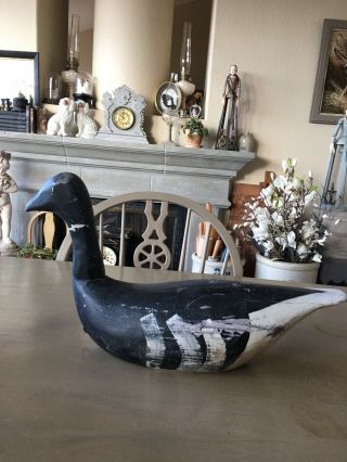 Great Antique Brant Goose Decoy Early Primitive Folk Art Duck Paint Old