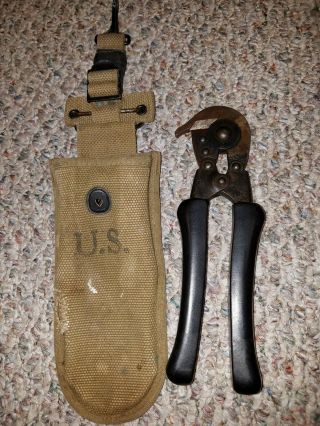 Wwii Ww2 U.  S.  1941 Wire Cutters & Pouch,  Clearing Beaches,  Demolitions,  Barb Wire