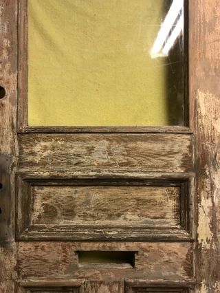 Antique Craftsman Wood Exterior French Entry Door /w 3 Panels & Glass 32x80 6