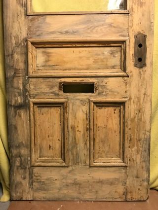 Antique Craftsman Wood Exterior French Entry Door /w 3 Panels & Glass 32x80 8