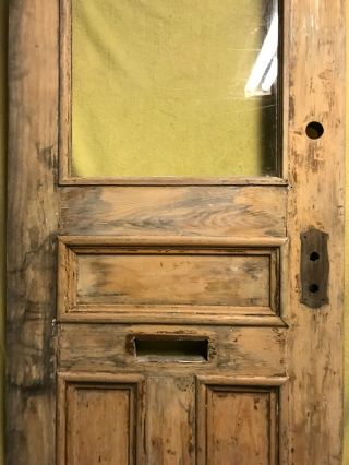 Antique Craftsman Wood Exterior French Entry Door /w 3 Panels & Glass 32x80 9