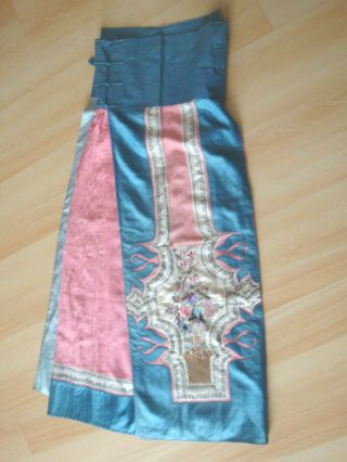 Antique Chinese Embroidered Silk Skirt.  19th Cent.