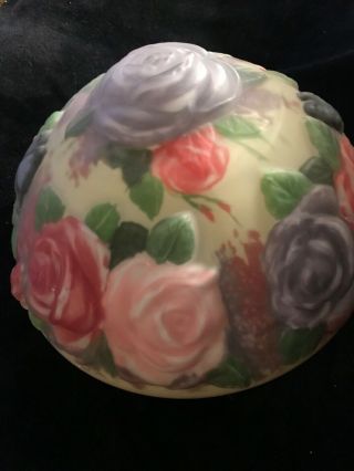 Antique Puffy Pairpoint Reverse Painted Butterflies & Roses Lamp Shade 7