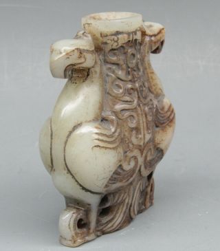 Chinese Exquisite Hand - carved bird Carving Hetian jade statue 3