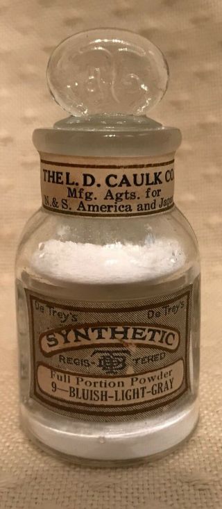 Antique Bottle L D Caulk Co De Treys Synthetic Full Portion Powder Dentistry