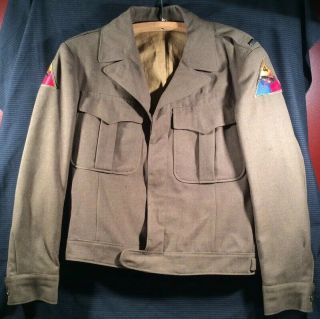 Ww2 Us Army 1944 Wool Field Jacket Sz 38r 55 - J - 384 - 040 49th Armored Patches