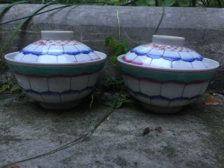 Old Chinese Antique Famille Rose Porcelain Bowls Porcelain 19th 2