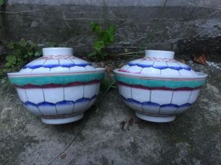Old Chinese Antique Famille Rose Porcelain Bowls Porcelain 19th 3