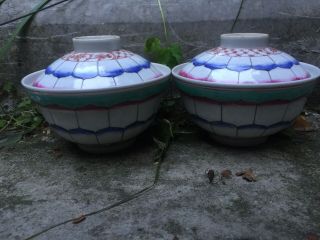 Old Chinese Antique Famille Rose Porcelain Bowls Porcelain 19th 5