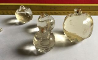 6 Antique 19th C Scandinavian Fruit Cut Crystal Chandelier Drop Prism Beads Pear