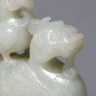 Chinese Exquisite Hand - carved Dragon turtle bird Carving Hetian jade statue 2