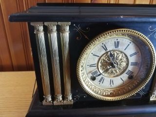 Antique Seth Thomas Adamantine Mantle Clock with Pendulum and Key - 2