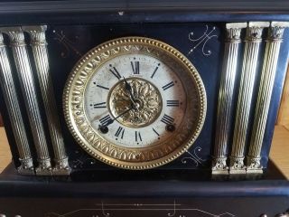 Antique Seth Thomas Adamantine Mantle Clock with Pendulum and Key - 3