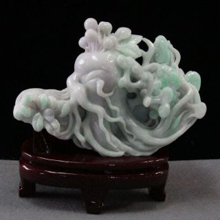 Chinese Exquisite Hand - Carved Ginseng Carving Jadeite Jade Statue With Wood Base