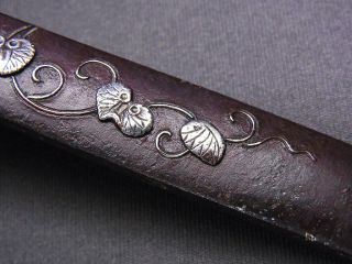 Fine inlaid KOZUKA 18 - 19th C Japanese Edo Antique Koshirae fitting “AOI“ d644 5