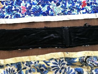 Antique Hand Embroidered Chinese Silk Panels / Belts X 3 8