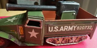 1950s Sankei US Army Anti Aircraft Friction Tin Litho Gun Truck - Made in Japan 4