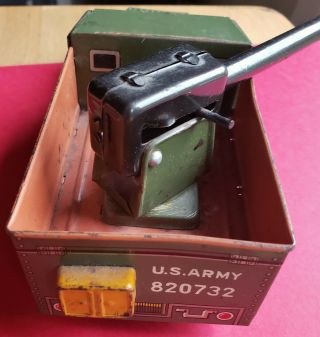 1950s Sankei US Army Anti Aircraft Friction Tin Litho Gun Truck - Made in Japan 5