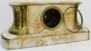 Antique French 8 Day Solid Marble & Engraved Bronze Bell Striking Mantel Clock 10