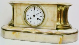 Antique French 8 Day Solid Marble & Engraved Bronze Bell Striking Mantel Clock 2