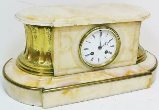 Antique French 8 Day Solid Marble & Engraved Bronze Bell Striking Mantel Clock 3
