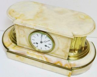Antique French 8 Day Solid Marble & Engraved Bronze Bell Striking Mantel Clock 4