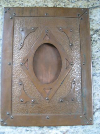 Antique Arts & Crafts Hand Hammered Copper Picture Frame Best Example