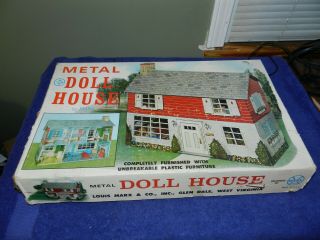 Vintage Louis Marx Metal Dollhouse 4018 Nos Brand Complete Nr