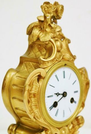 Antique French Gilt Bronze Mantle Clock 8 Day Rococo Bell Striking Mantel Clock 4