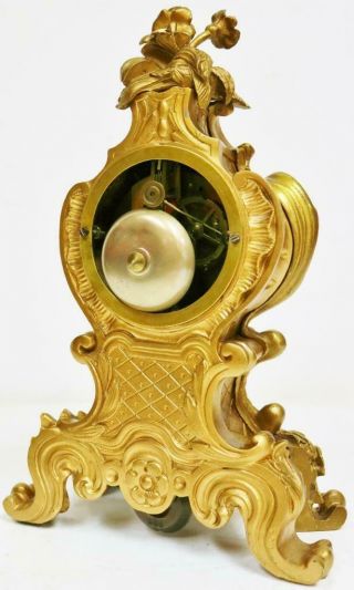 Antique French Gilt Bronze Mantle Clock 8 Day Rococo Bell Striking Mantel Clock 9