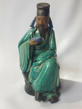 Antique Chinese Porcelain Stoneware Philosopher Shiwan Mudman Large Figurine 2