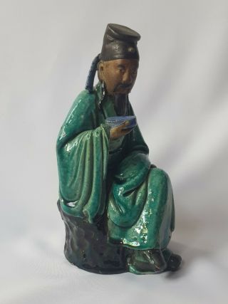 Antique Chinese Porcelain Stoneware Philosopher Shiwan Mudman Large Figurine 3