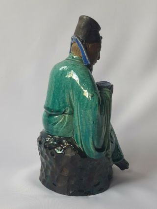 Antique Chinese Porcelain Stoneware Philosopher Shiwan Mudman Large Figurine 4